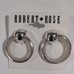Robert Rose Silver tone Chunky Hoop Post Earrings - Women's Fashion Jewelry